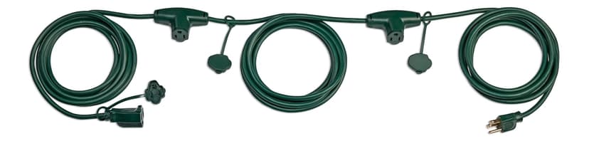 NOMA 25-ft Outdoor Extension Cord, 3 Outlets, Safety Cover, Green