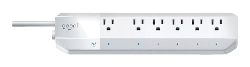 Geeni 6-Outlet Smart Wifi Power Bar with Surge Protector, 3-ft Cord, 460 Joules, Compatible with Alexa and Google Assistant, White