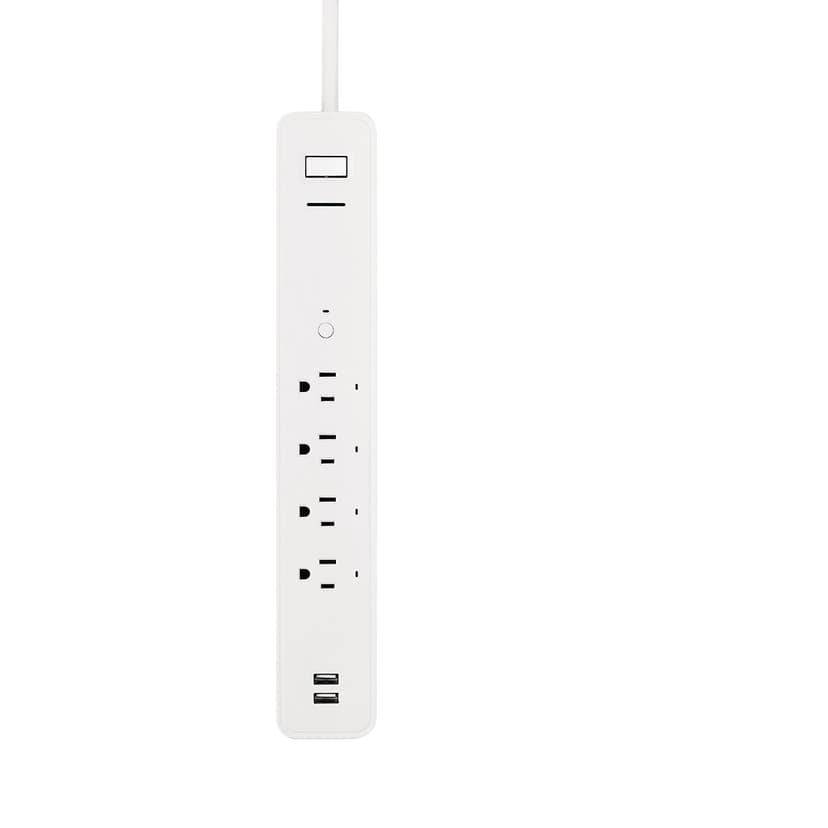 NOMA iQ 4-Outlet & 2 USB Port Smart Wifi Power Bar w/ Surge Protector, 4-ft Cord, 300 Joules, Alexa and Google Assistant Compatible, White