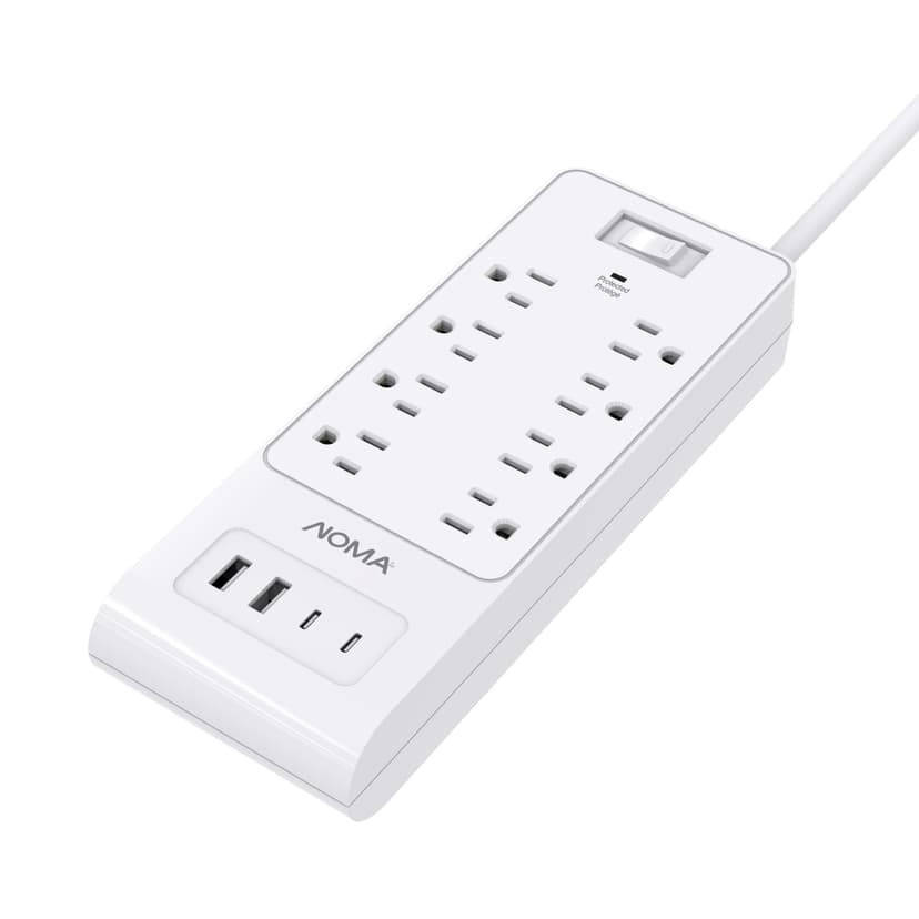 Noma 8-Outlet Power Strip with 2 USB-A and 2 USB-C, White