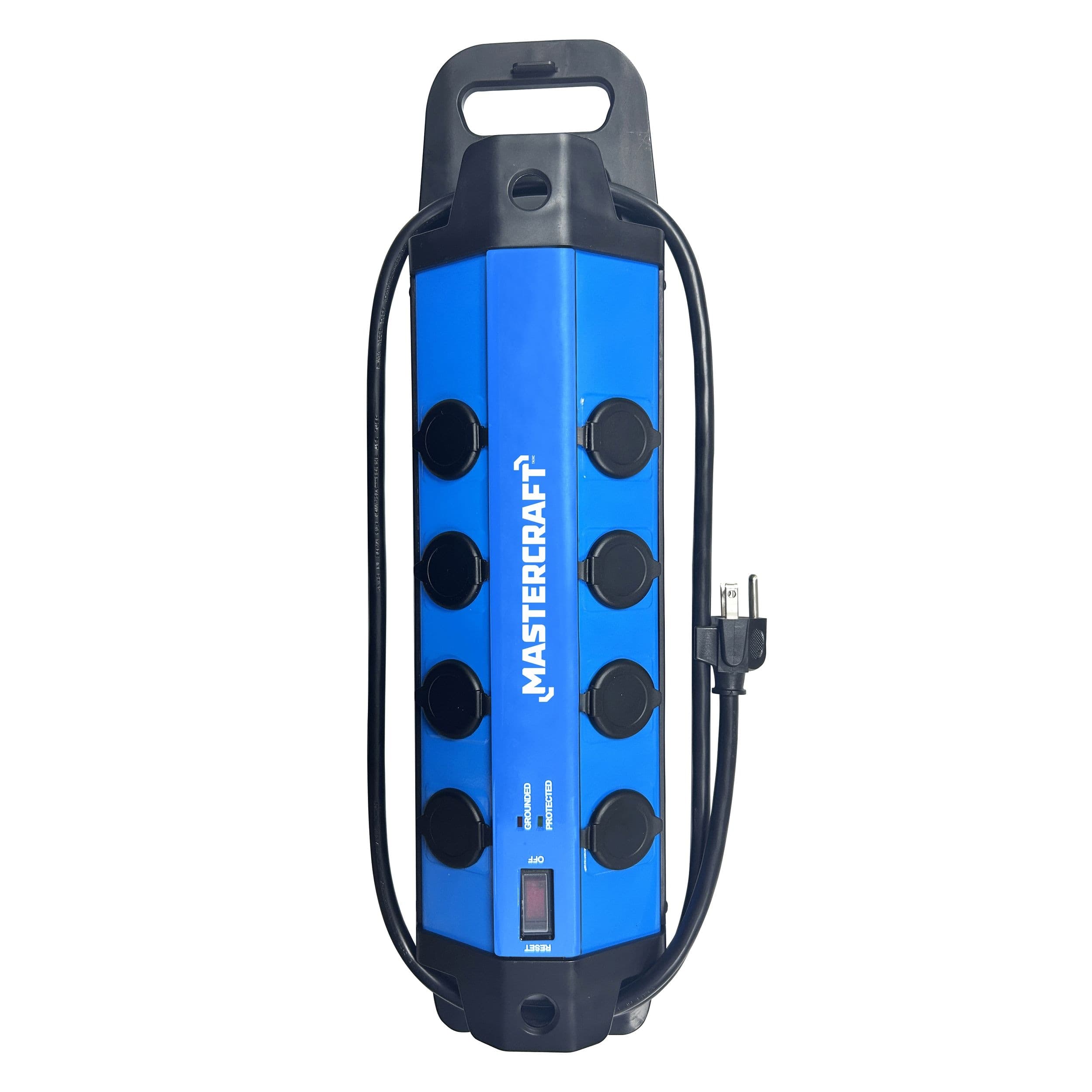Mastercraft 8-Outlet Blue Power Bar with 4-ft Cord & Surge Protection