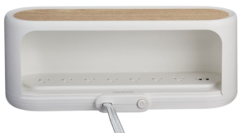 NOMA 7-Outlet 2 USB Port Decorative Power Bar & Cable Management Storage Box, White