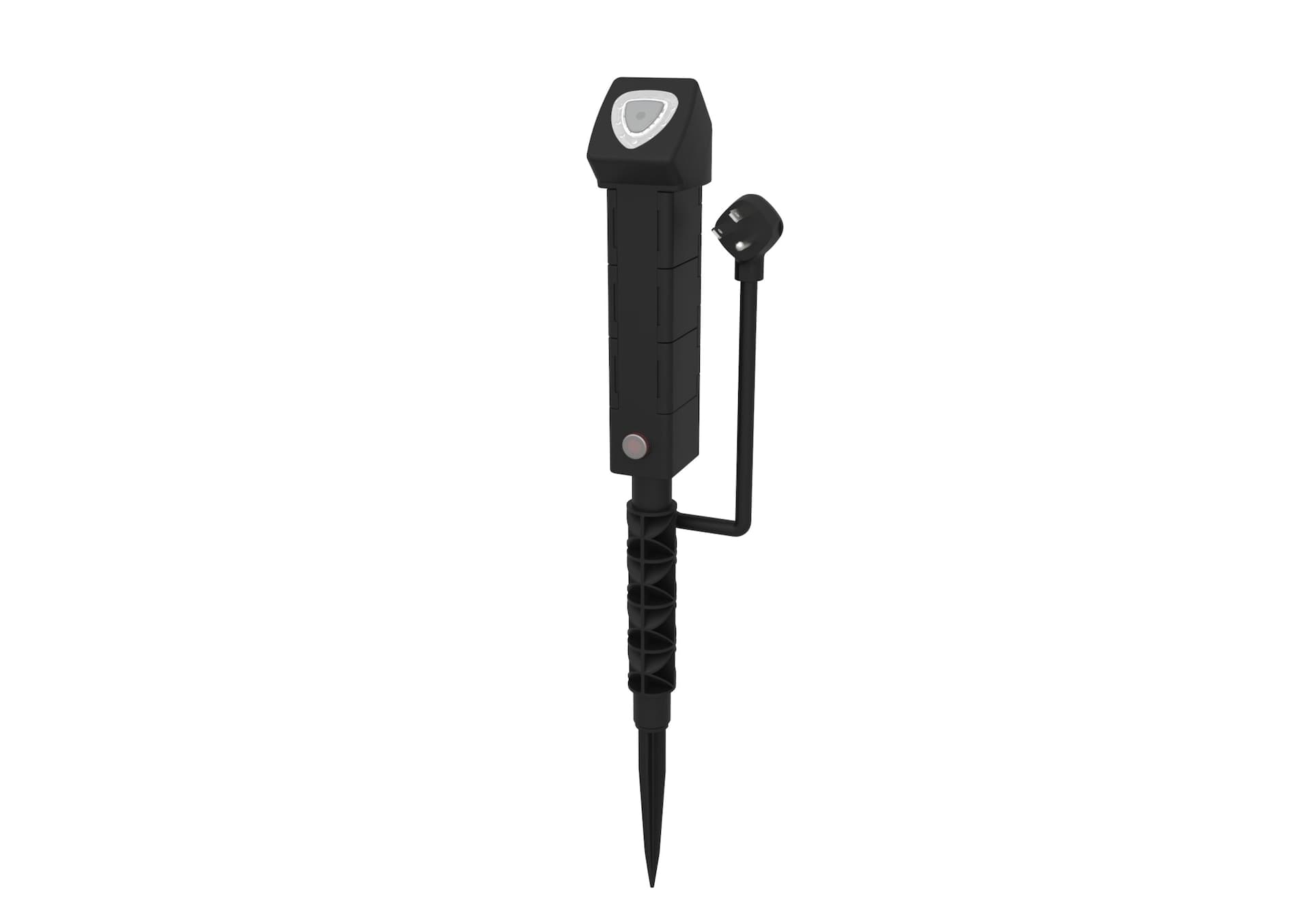 Globe Beacon Wired 6-Outlet Black Outdoor Bluetooth Powered Yard Stake with 6-ft Cord