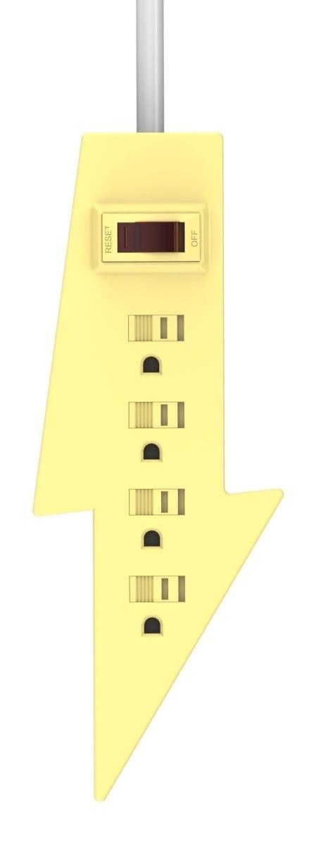 Globe Juvenile 4-Outlet Yellow Power Strip with 2-ft Cord and Right Angle Plug