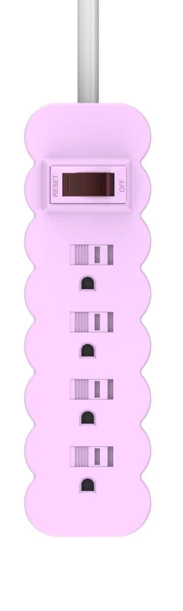Globe Juvenile 4-Outlet Pink Power Strip with 2-ft Cord and Right Angle Plug