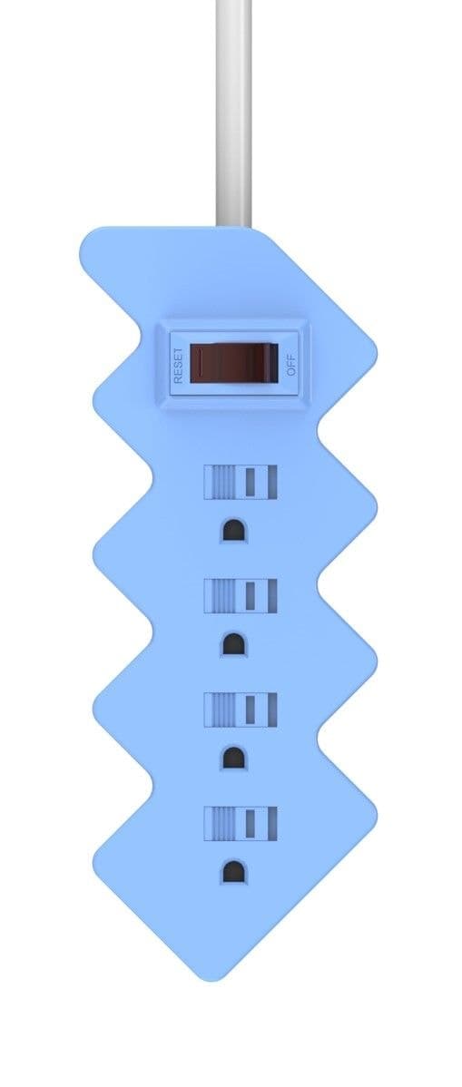 Globe Juvenile 4-Outlet Blue Power Strip with 2-ft Cord and Right Angle Plug
