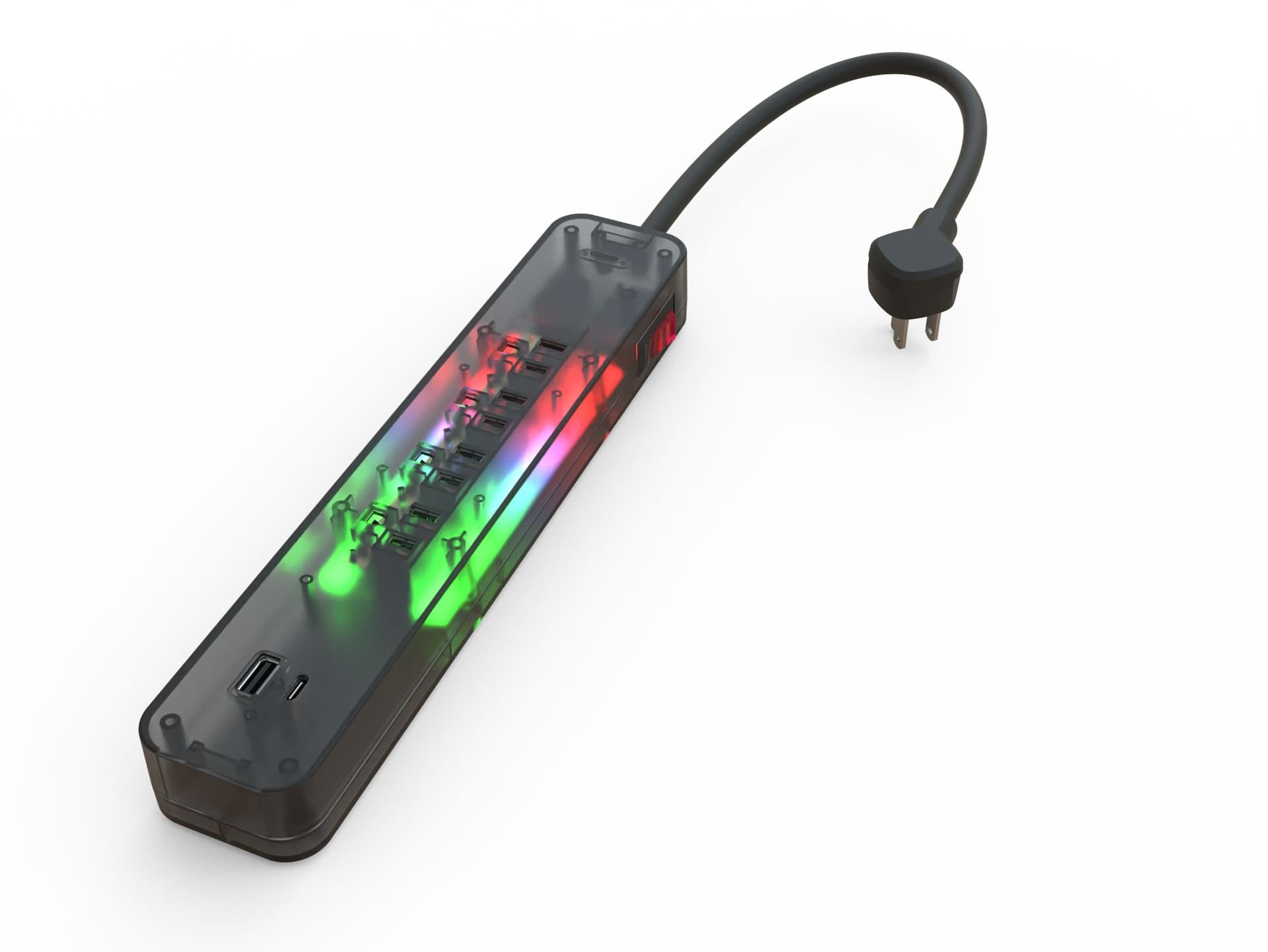 Globe 15W 4-Outlet/1-USB-A/1-USB-C Clear Power Bar with 6-ft Cord