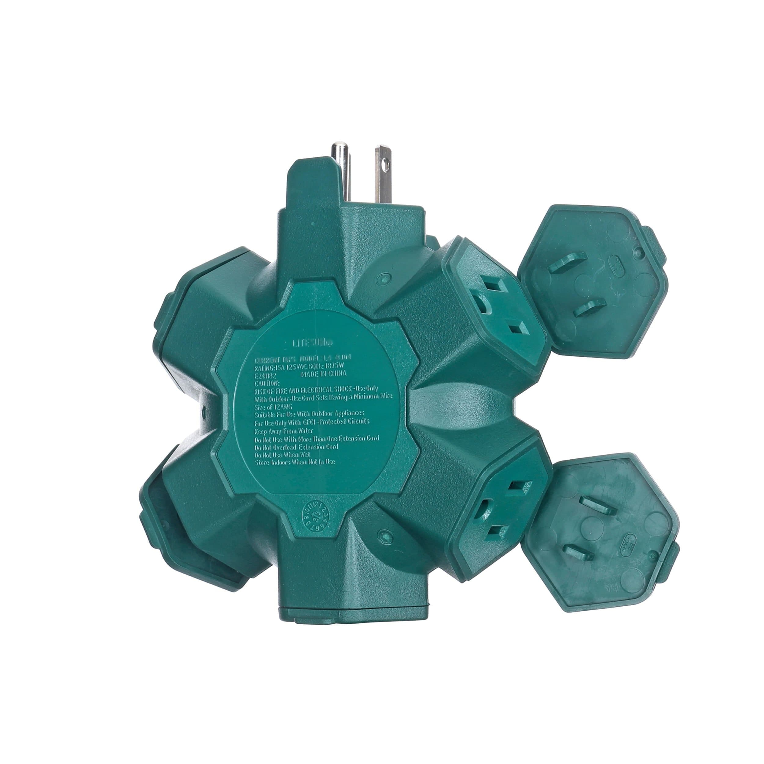 NOMA Hexagon 15A 5-Outlet Green Indoor/Outdoor Hexagon Power Bar