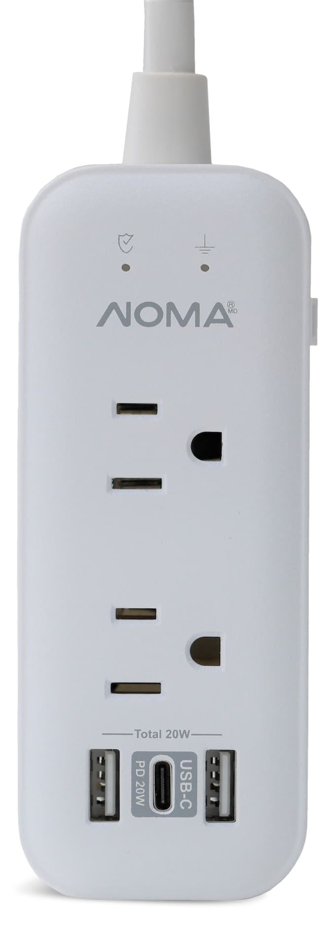 NOMA 4-Outlet Power Bar with 2 USB/USB-C Charging Ports