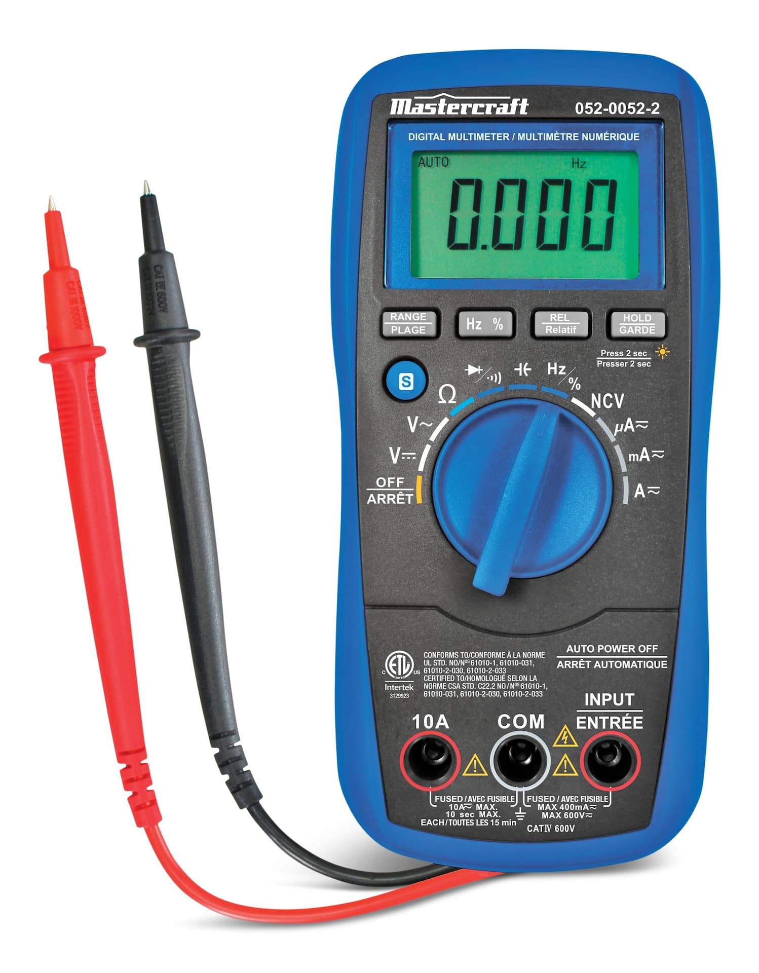 Mastercraft Full Autoranging Digital Multimeter with 11 Functions and Auto Power Off After 15 mins, Blue