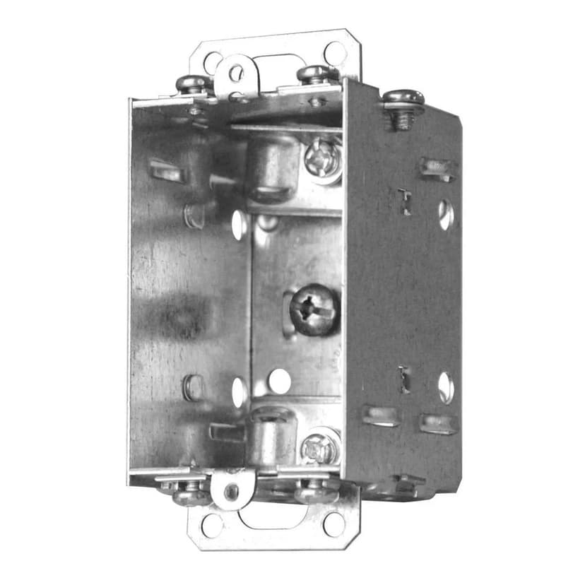 Hubbell 1102LUBAR 1 Gang Device Box with Raised Ground Screw, Cable Pryouts Ends, Gangable, 10 Cubic Inches