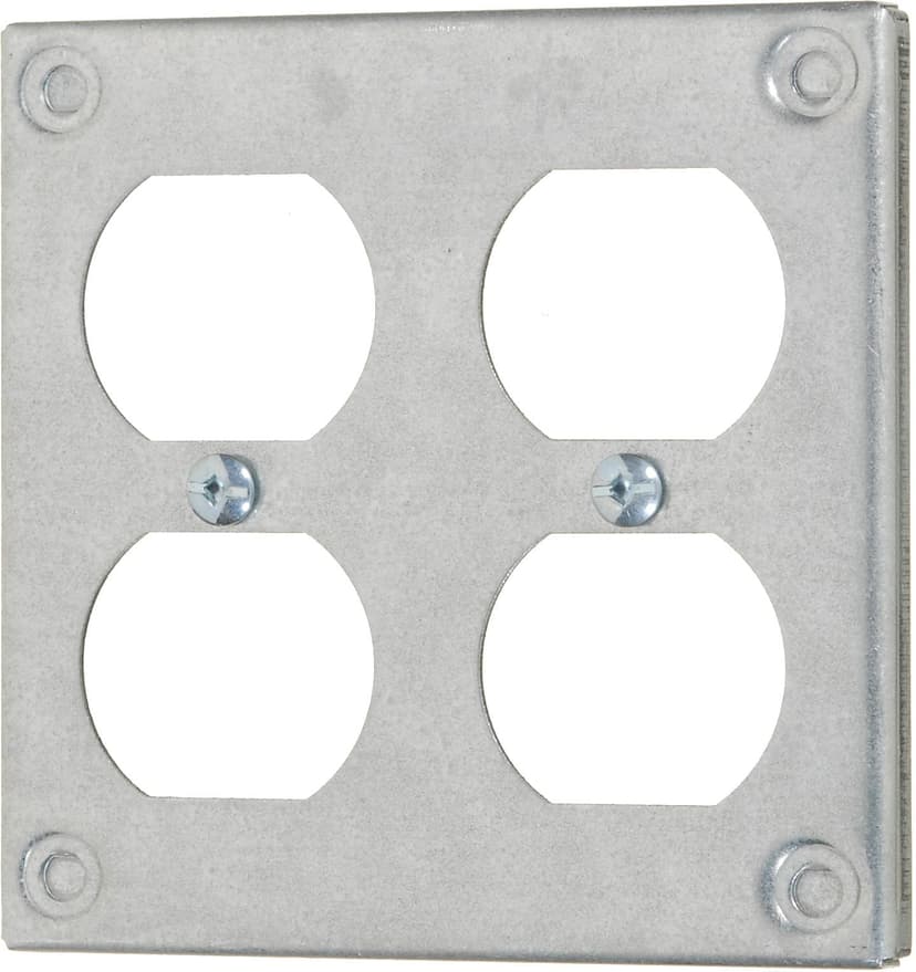 Raised Square Receptacle Cover for Two Duplex Opening, Surface Cover 3/8-in, 4-in, 4.6 Cubic Inches
