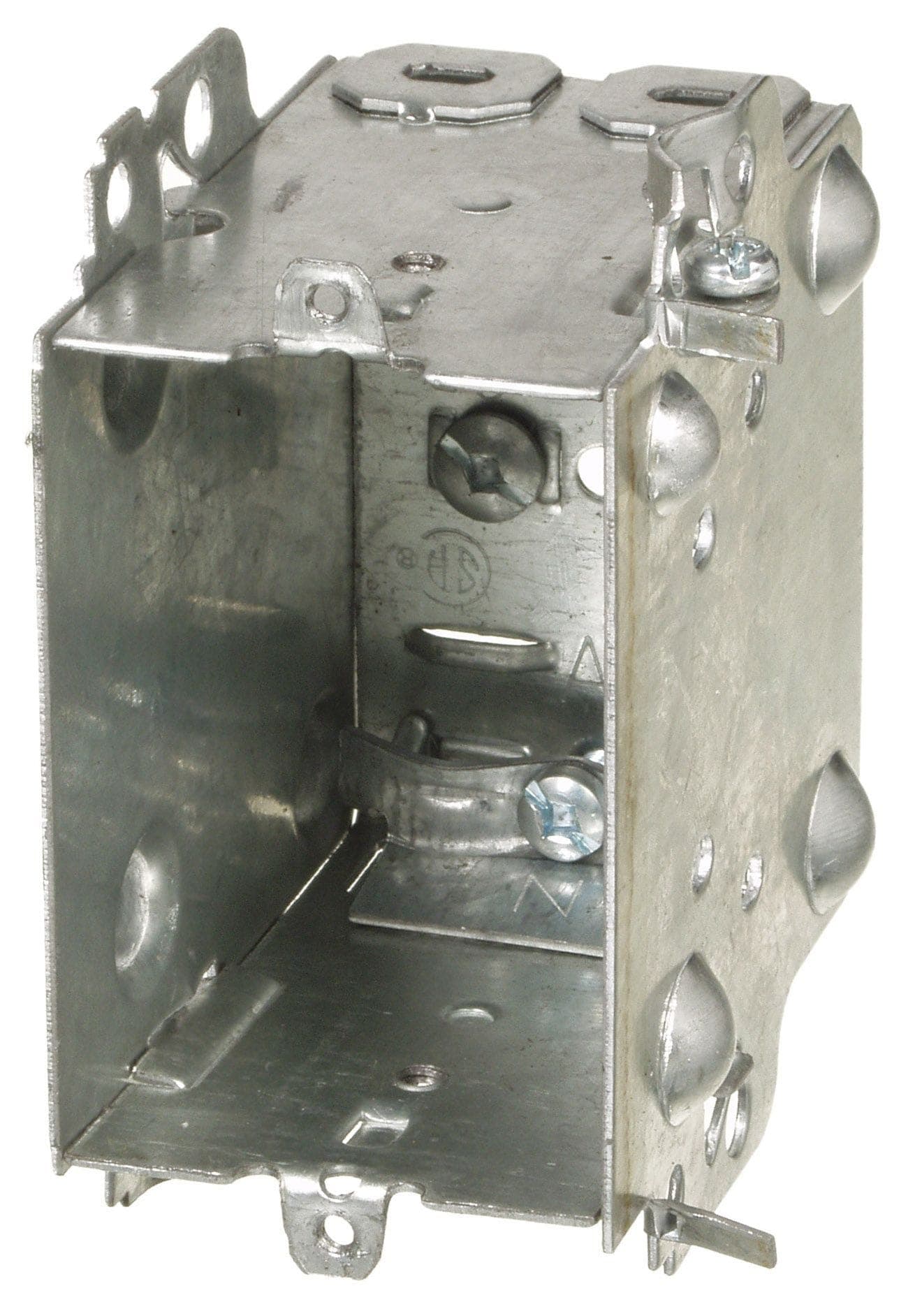 Gangable Metal Electric Box with Flush Ears, Universal Clamp, 3-in Deep, 15 Cubic Inches