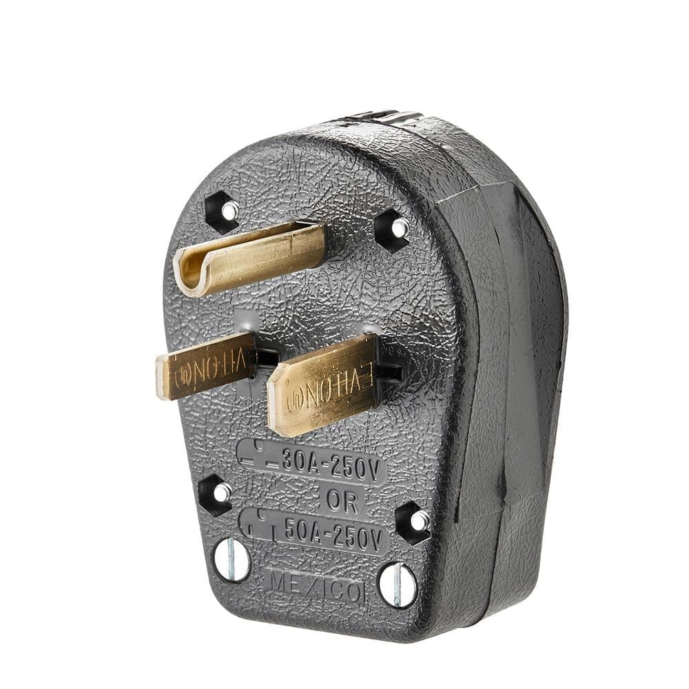 Leviton 00931-000 Angle Plug, 30/50Amp, 250 Volt, Grounding, Commercial Grade, Black