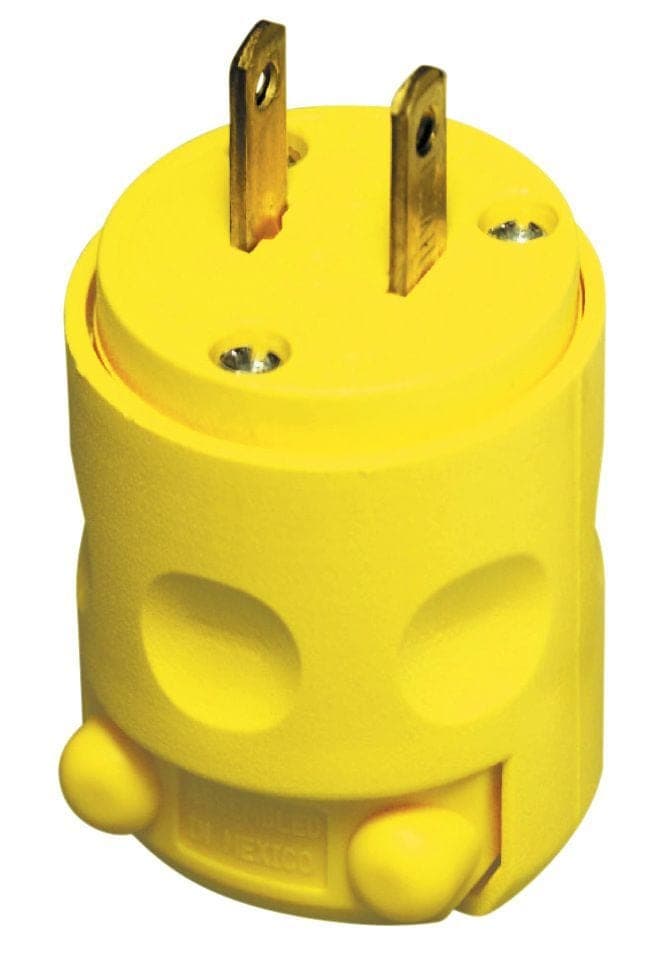 Leviton 115PV-000 PVC Plug, 15 Amp, 125 Volt, Non Grounding, Residential Grade, Yellow