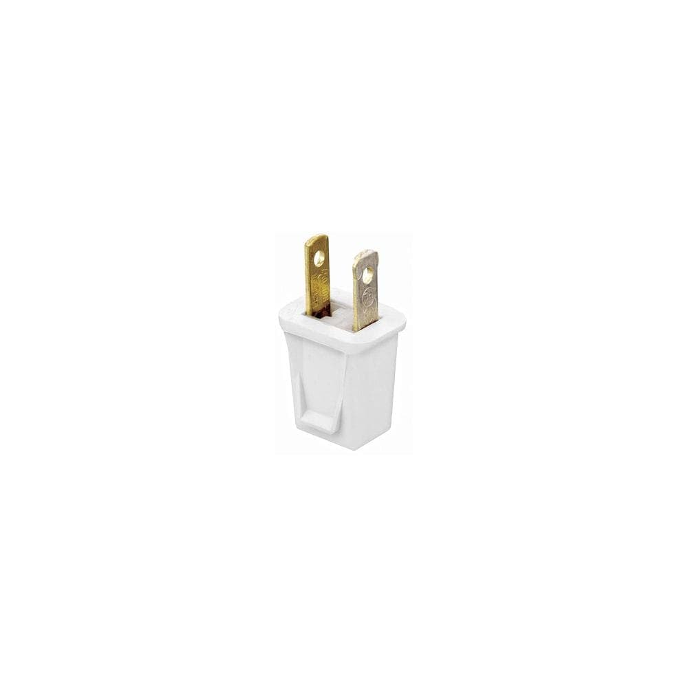Leviton 00123-0PW Light Duty Plug, 10 Amp, 125 Volt, Non Grounding, Residential Grade, White