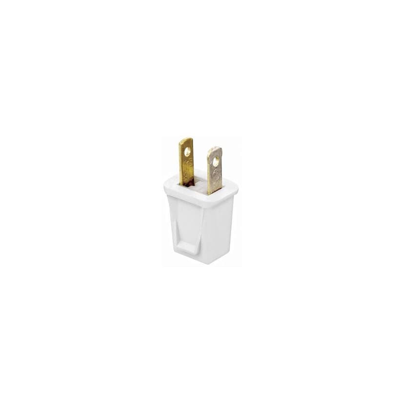 Leviton 00123-0PW Light Duty Plug, 10 Amp, 125 Volt, Non Grounding, Residential Grade, White