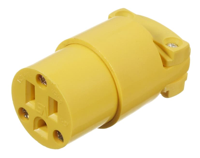 PVC Connector, 15 Amp, 125 Volt, 2 Pole, 3 Wire, Residential Grade, Yellow