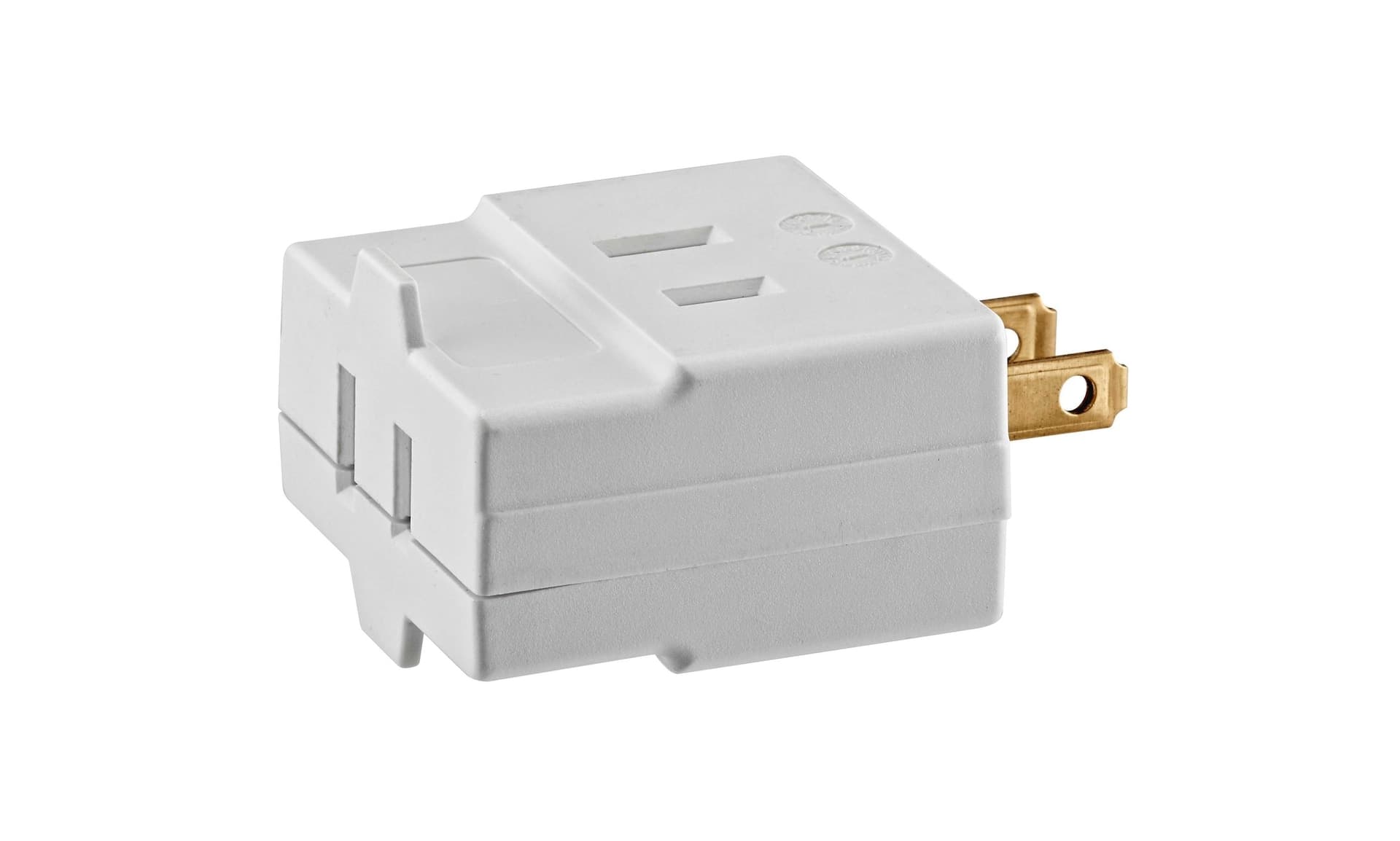 Leviton 00531-740 2-Prong Cube Tap, 15 Amp, 125 Volt, Non Grounding, Residential Grade, White