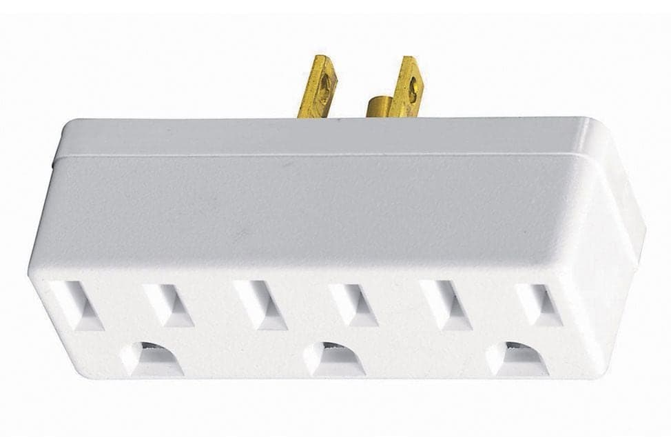 Leviton 00697-00W Single to Triple Outlet Adapter, 15 Amp, 125 Volt, Grounding, Residential Grade, White
