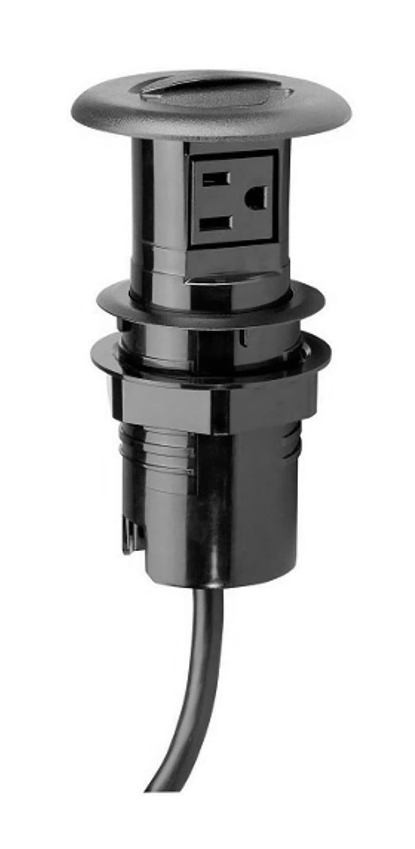 Thomas & Betts 37214-720 Indoor Retractable Power Outlet with Locking Collar, Black, 6-ft