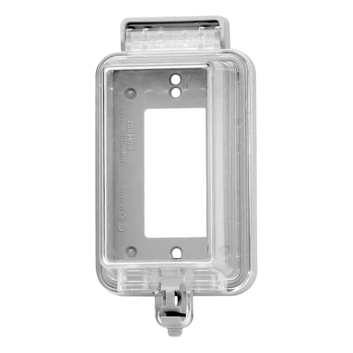 Leviton 05980-001 Single Gang Weather Resistant Decora Vertical Outlet Cover with Self Closing Lid, Clear