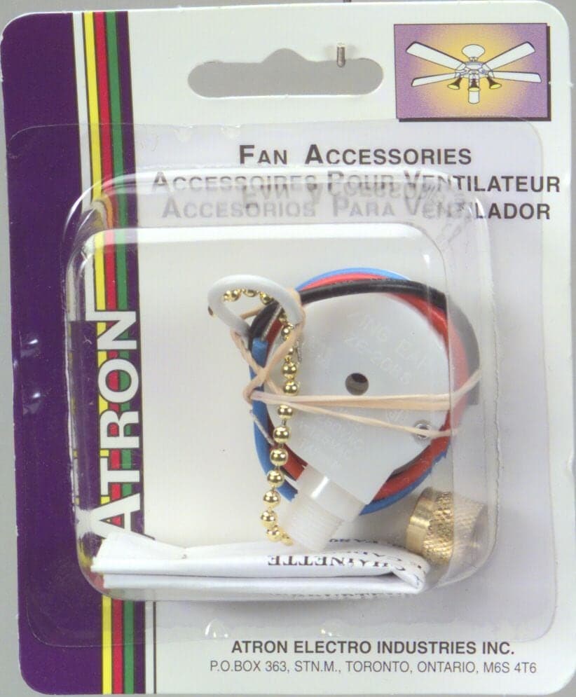 Atron Electro Industries FA87 3-Speed Easy to Install Fan Switch with Chain