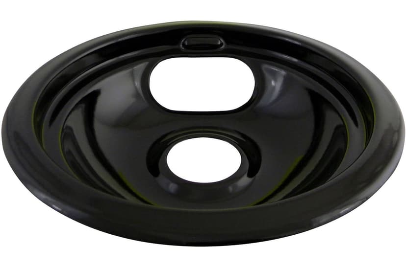 Laser 62244 Porcelain Stove Drip Pan with Trim Ring, Dishwasher Safe, Black, 8-in