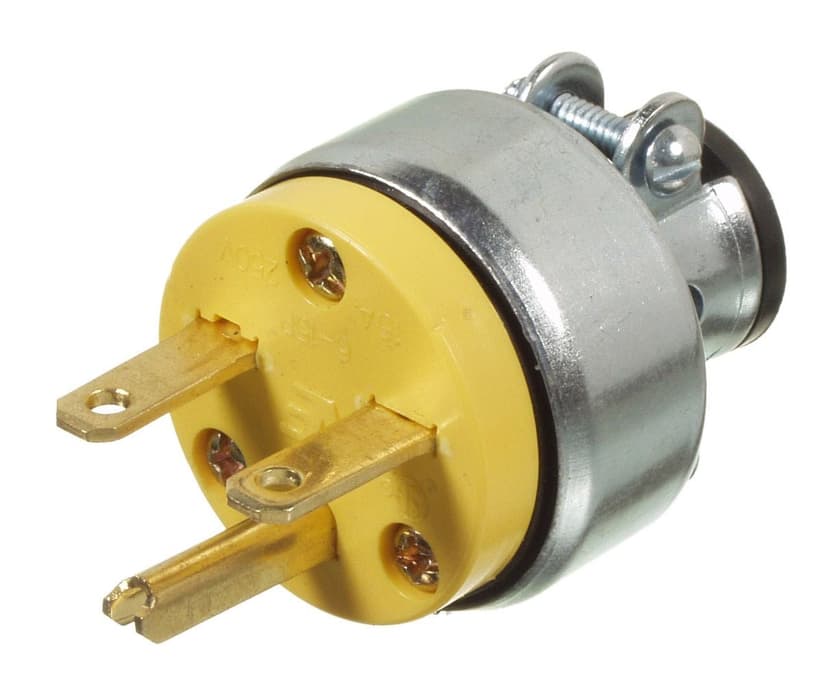 Leviton 615PR-739 NEMA 6 Standard Plug, 15 Amp, 250 Volt, 3 Wire, Grounding, Black