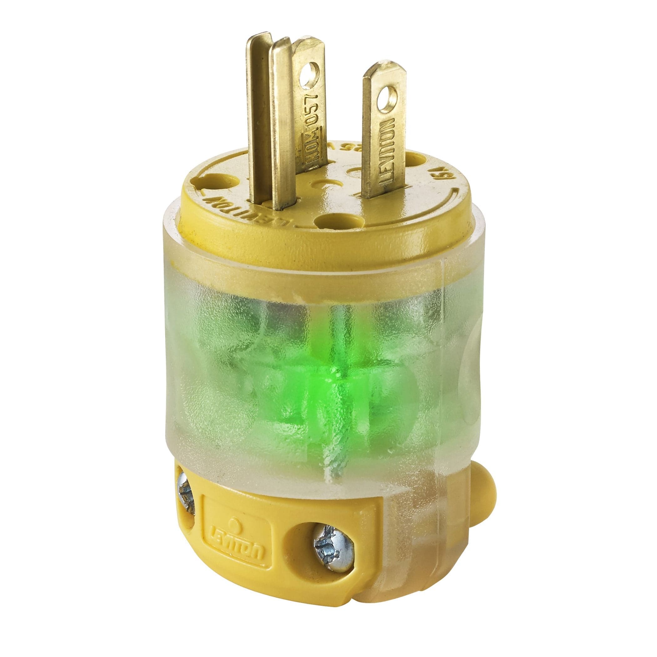 Leviton 515PV-R50 Lighted Plug, 15 Amp, 125 Volt, 3 Wire, Grounding, Yellow