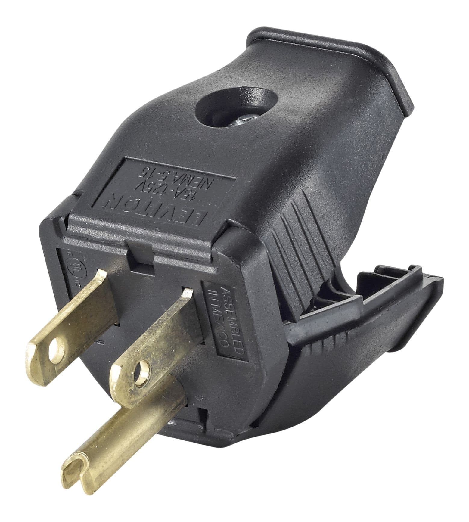 Leviton 3W101-749 End Plug, 15 Amp, 125 Volt, 2 Pole, 3 Wire, Grounding, Residential Grade, Black