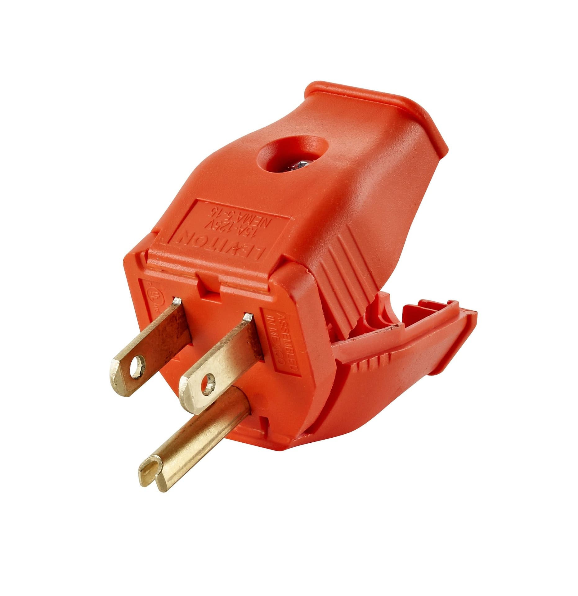 Leviton 3W101-744 End Plug, 15 Amp, 125 Volt, 2 Pole, 3 Wire, Grounding, Orange
