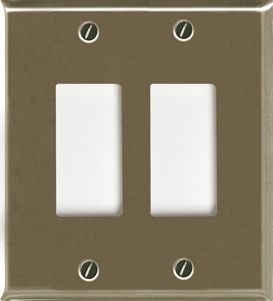 Atron Electro Industries 2167RRBN Double Rocker Style Switch Plate, 2 Gang, Brushed Nickel