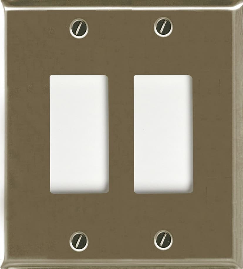 Atron Electro Industries 2167RRBN Double Rocker Style Switch Plate, 2 Gang, Brushed Nickel