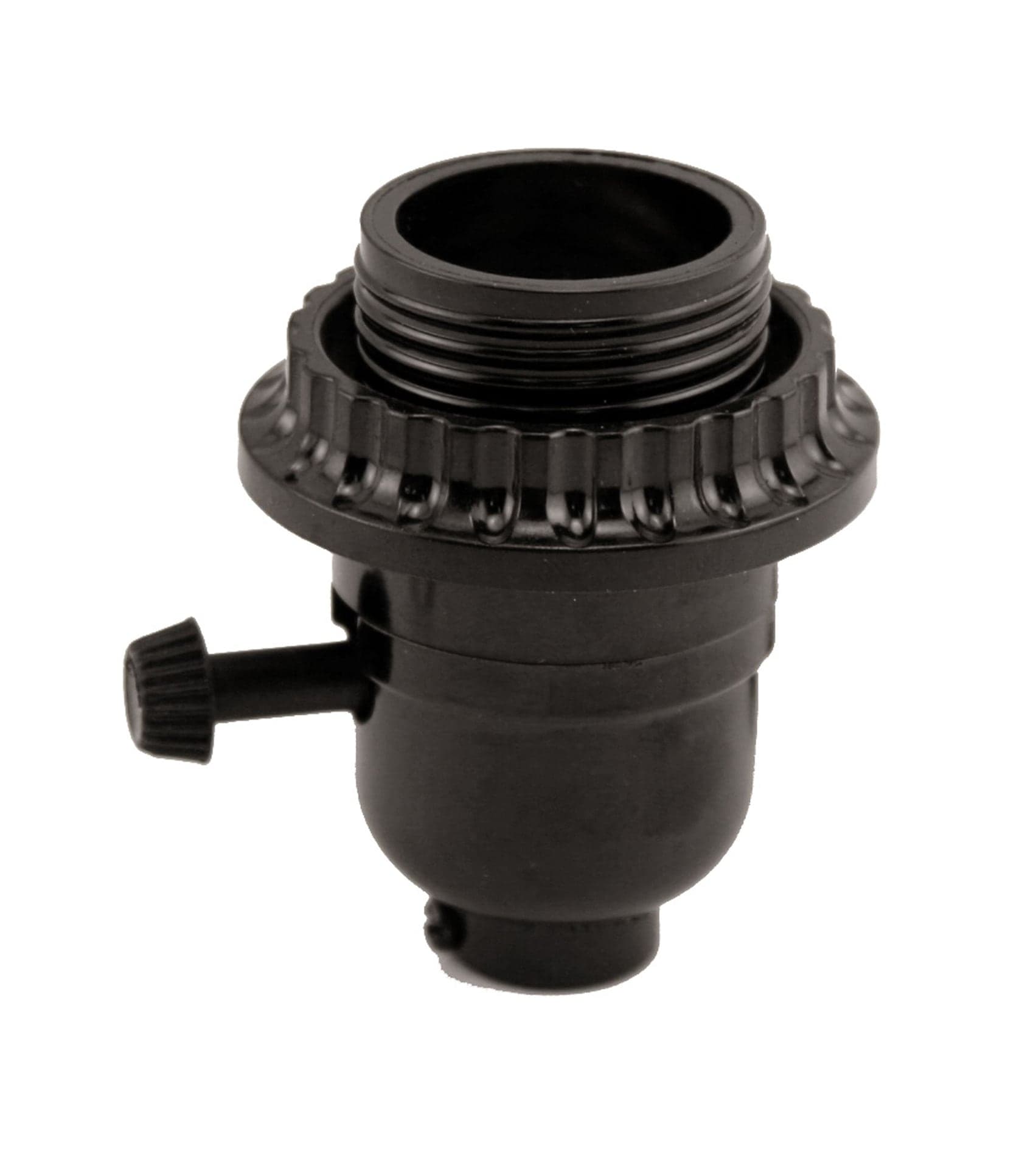 Atron Electro Industries LA849 Phenolic Medium Base Turn Knob Socket with Ring Turn Knob, Black