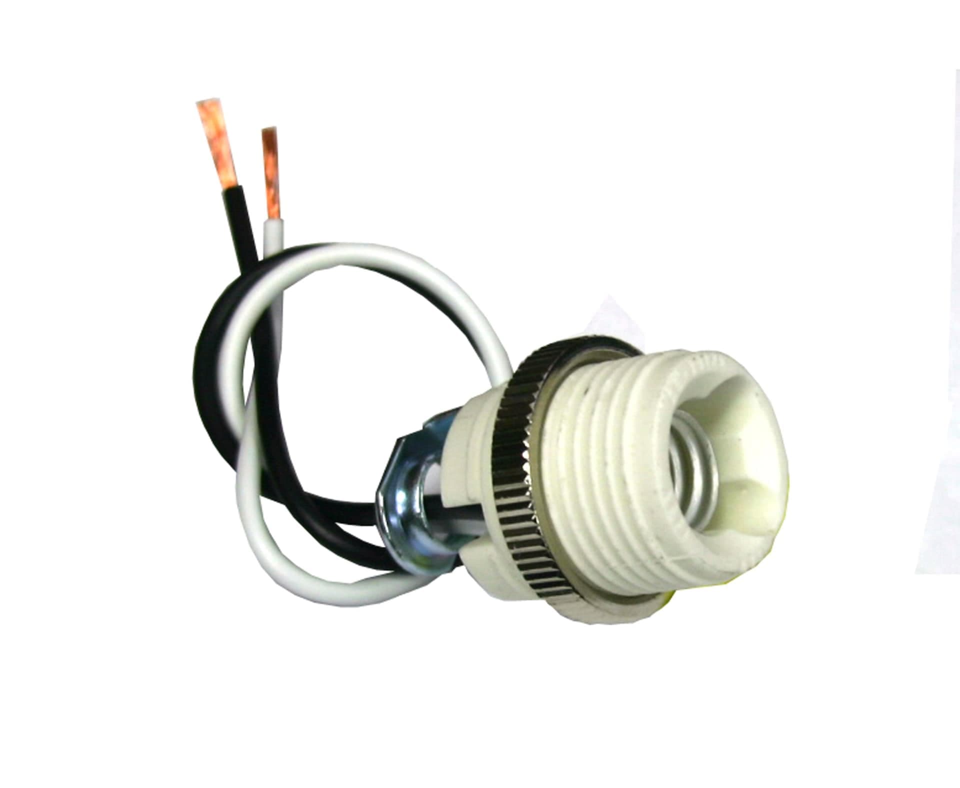 Atron Electro Industries LA1154 Porcelain Candelabra Socket with 12-in Leads and Ring, 125V, 75W, White