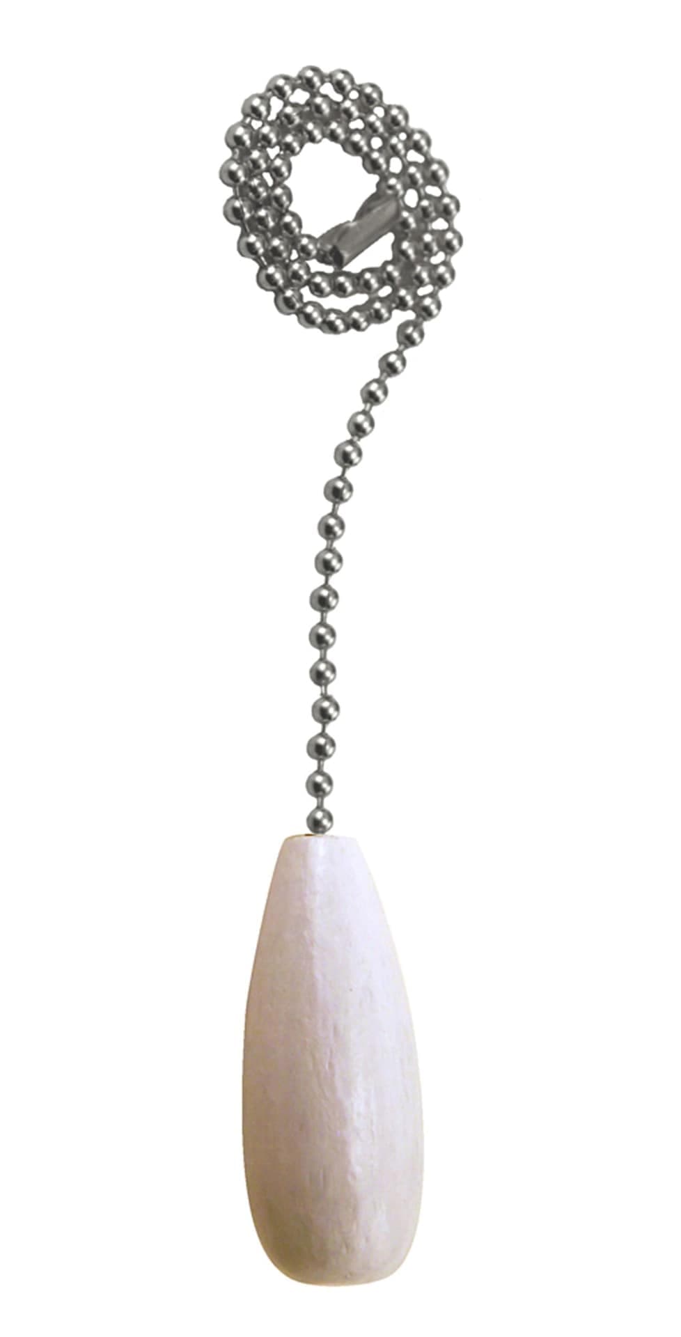 Atron Electro Industries FA9 Wooden Drop Shaped Pull Chain with Nickel Beaded Chain, 12-in, White