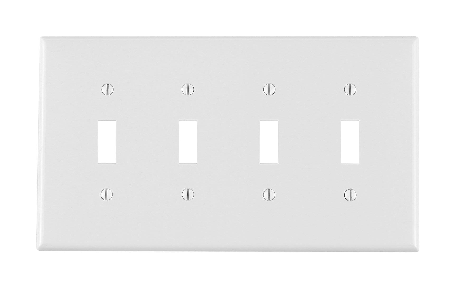 Leviton 00PJ4-742 Toggle Style Switch Midway Nylon Wallplate, 4-Gang, White