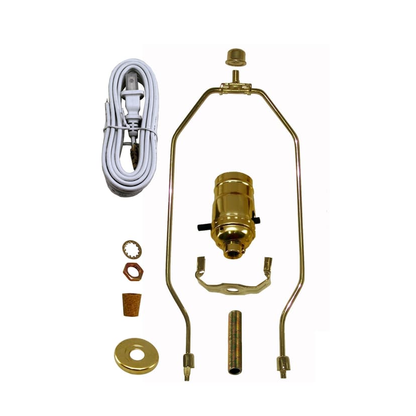 Atron Electro Industries LA801 Lamp Kit with 10-in Harp and 8-ft Cord, White/Brass