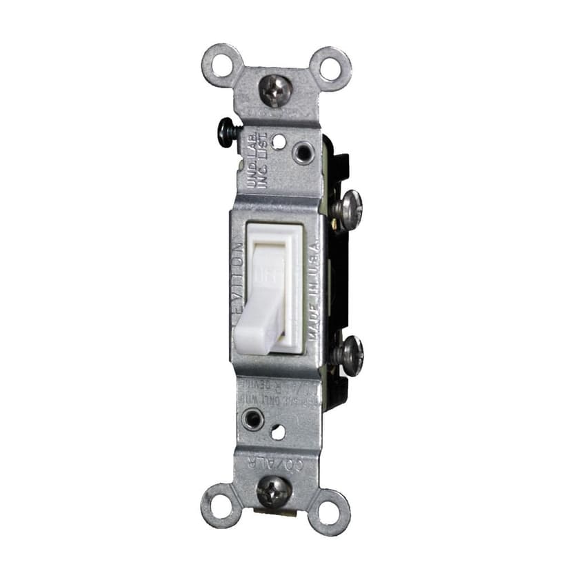 Leviton 02651-732 Single-Pole CO/ALR AC Toggle Switch, 15A, 120V, Grounding, Residential Grade, White