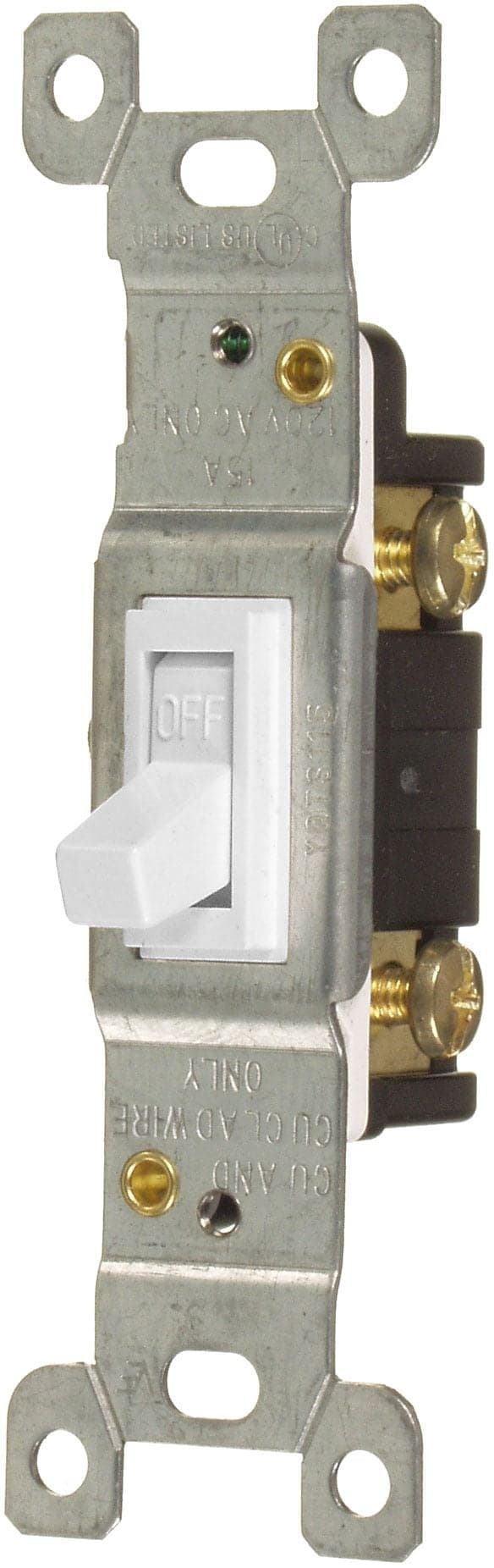 Single-Pole AC Toggle Switch, 15A, 120V, Non-Grounding, Residential Grade, 10-pk