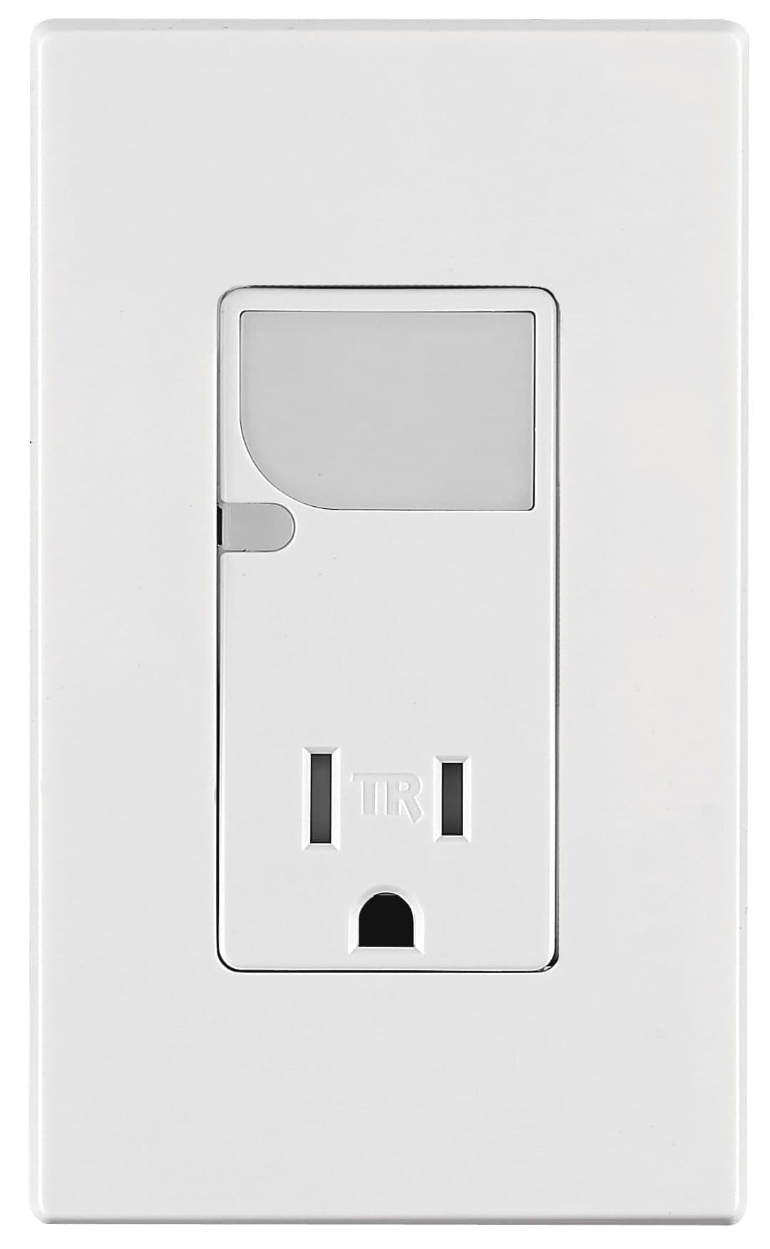 Leviton T6525-742 Decora Tamper Resistant Receptacle with LED Night Guide Light, White