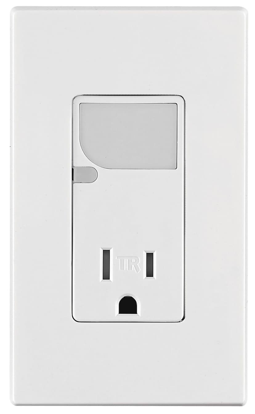 Leviton T6525-742 Decora Tamper Resistant Receptacle with LED Night Guide Light, White