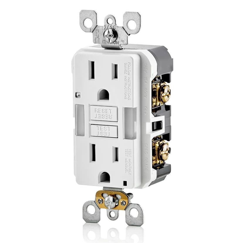 Leviton GFNL1-772 Tamper-Resistant GFCI Outlet with LED Night Guide Light, 15 Amp, White