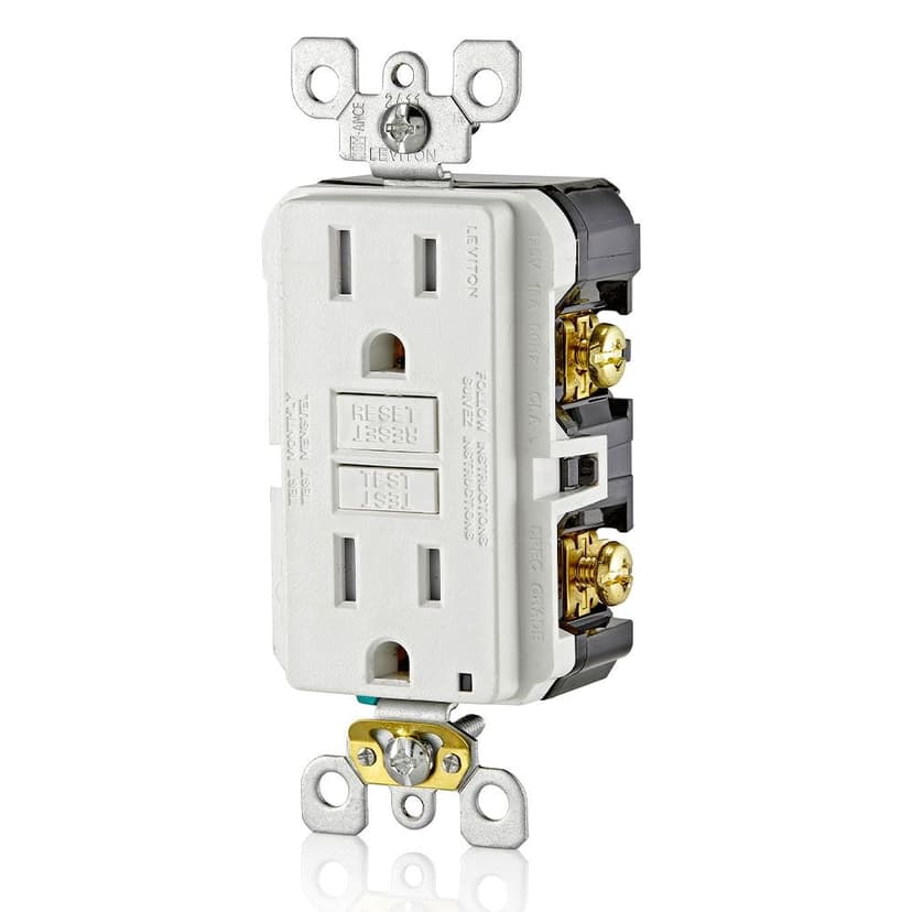 Leviton GFTR1-772 Decora Tamper-Resistant Slim GFCI Receptacle/Outlet with Wall Plate, 15A, 125V, White