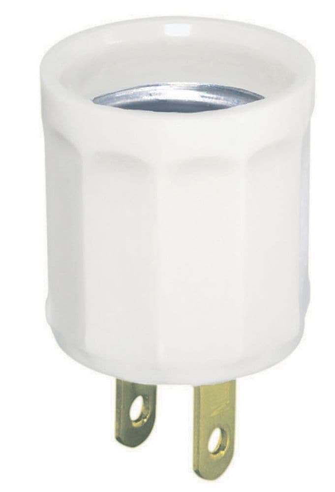 Leviton 00061-727 Receptacle to Lampholder Adapter Plug, 660W, 125V, Non Grounded, Residential Grade, White