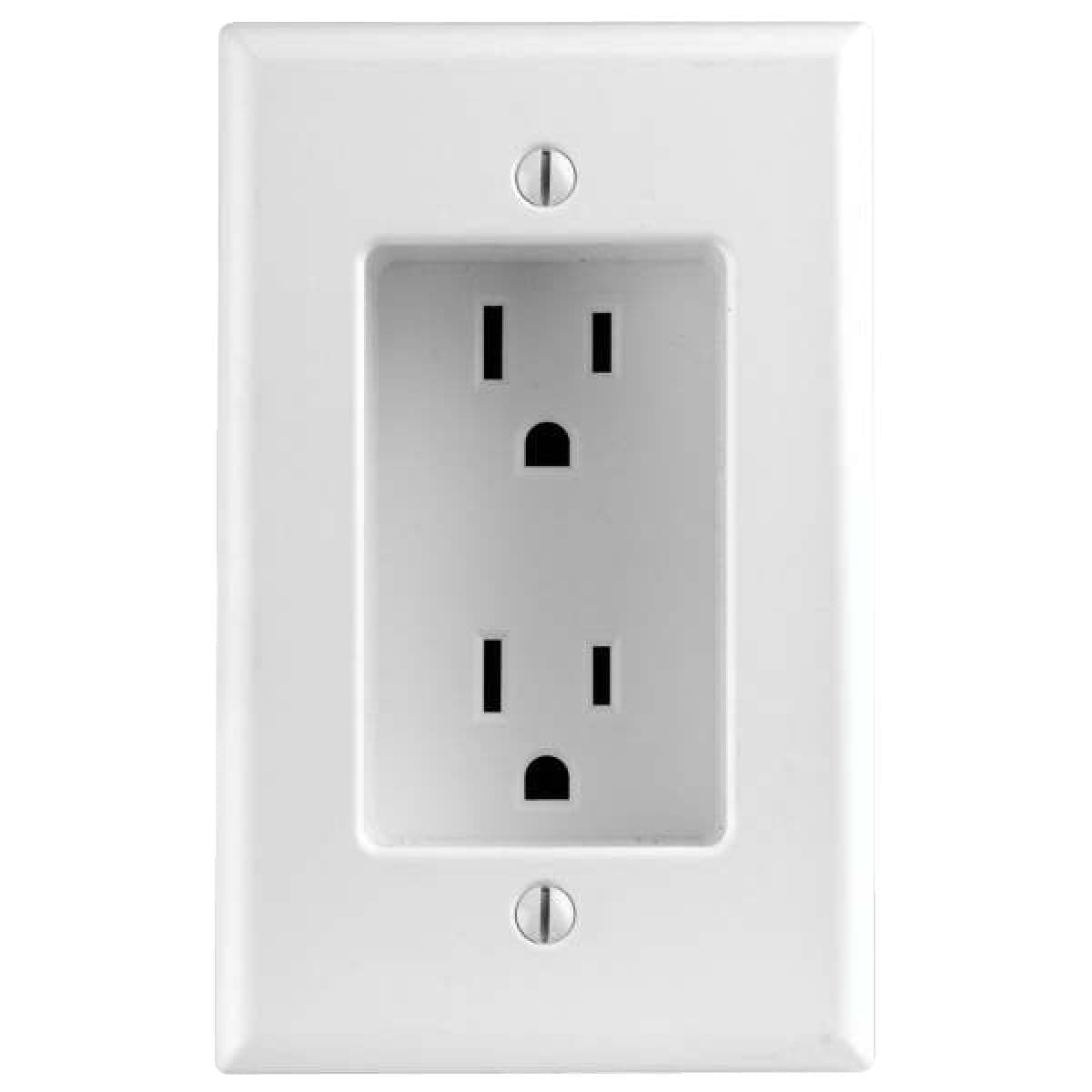 Leviton 00689-R52 Recessed Duplex NEMA 5-15R Receptacle/Outlet, 15A, 125V, 1 Gang, White