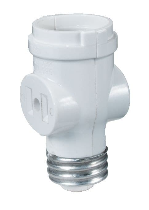 Leviton 01403-727 2 Outlets Lampholder with On/Off Keyless Sequence, 660W, 125V, 15 Amp, White
