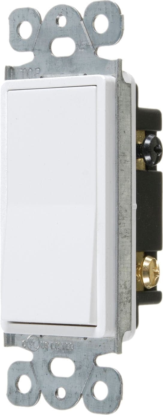 Decorator 4-Way AC Quiet Rocker Switch, 15A, 120/277V, Grounding, Residential Grade, White