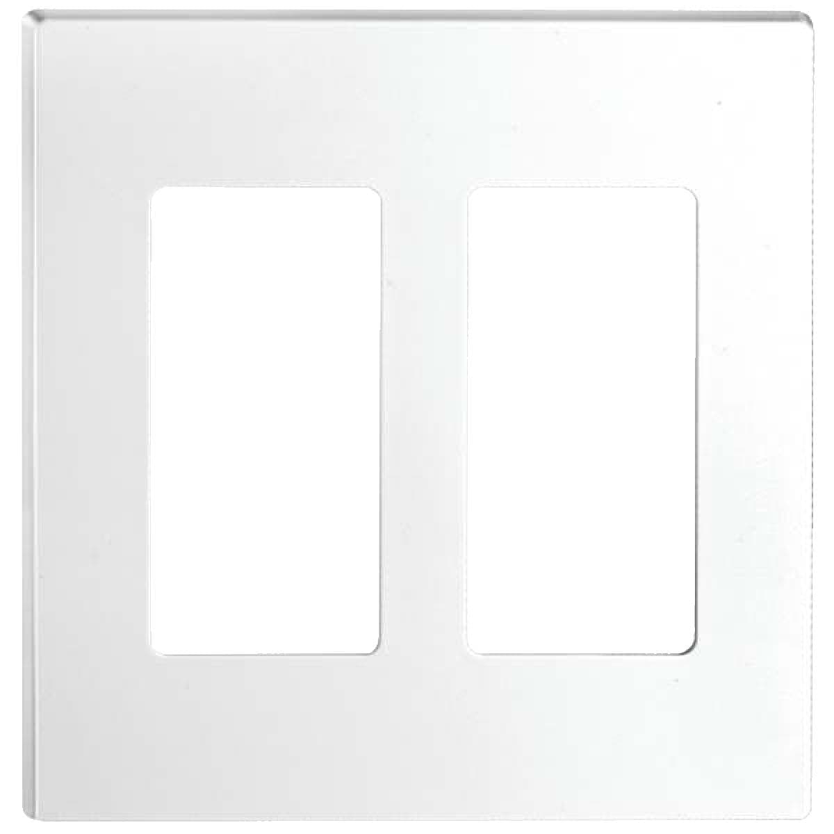 Leviton 80309-00W Renu Screwless Wall Plate with Set Screw, 2 Gang, White